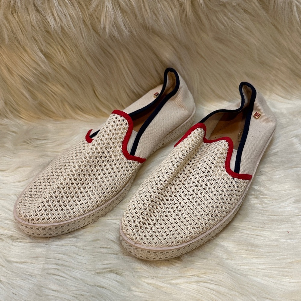 Rivieras Cream and Red Slip-On Loafers